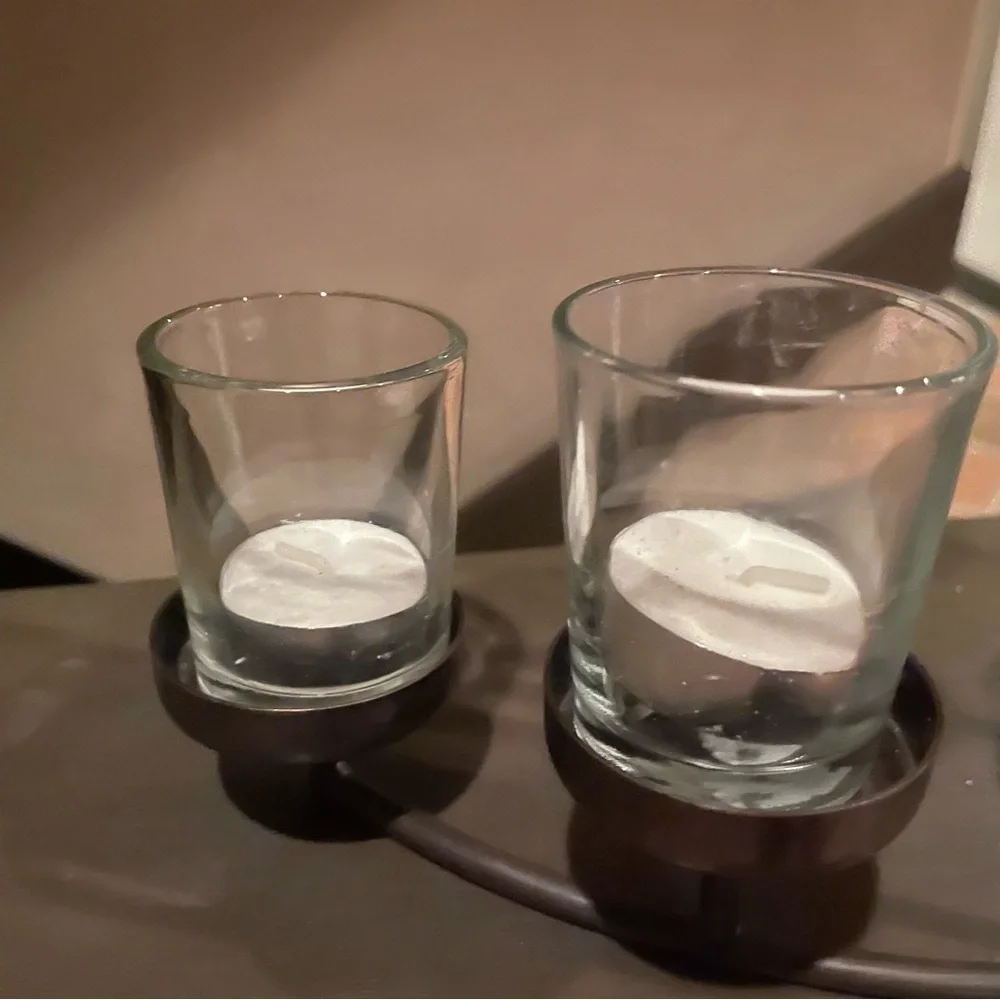 Metal candle opera with glass votives